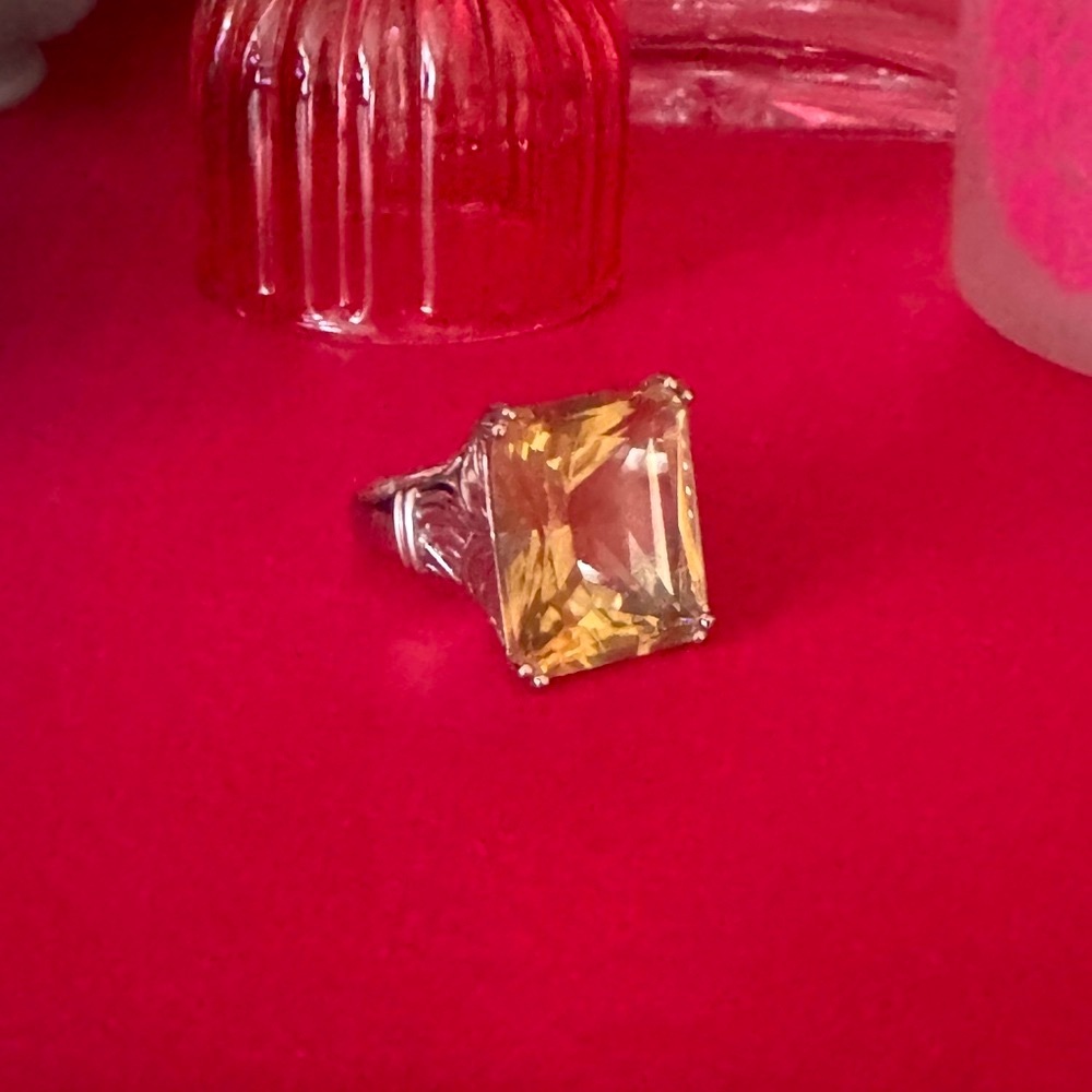 Sterling Silver Lemon Quartz Cocktail Ring, Size 7